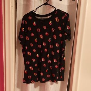 Torrid Black Tee with Pride Lips Pattern
